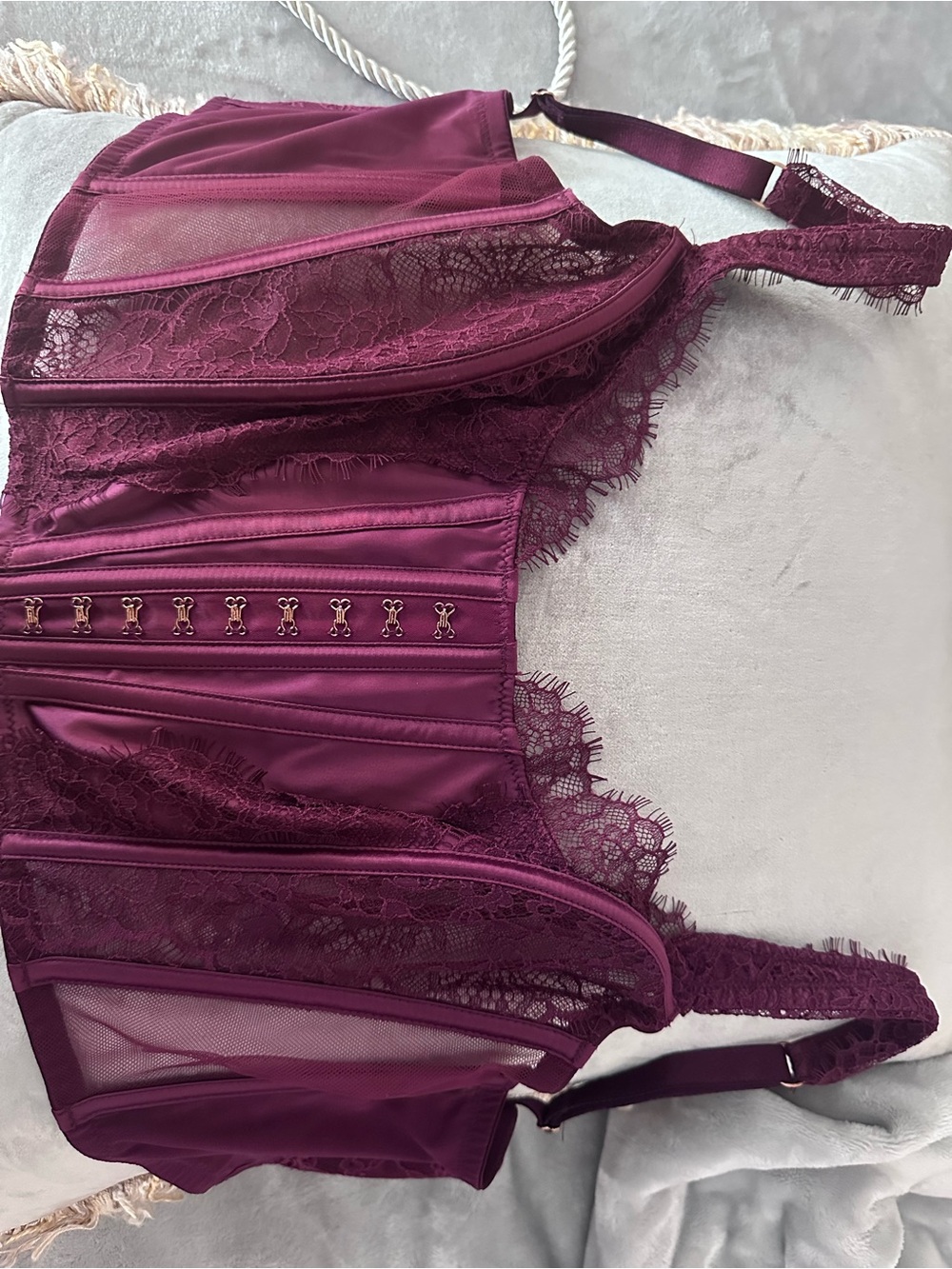 Women's Lace Longline Bralette - Deep Berry